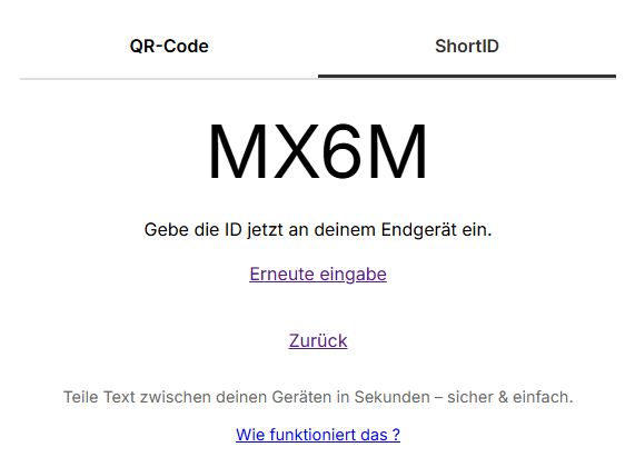 ShortID erhalten